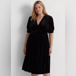 Lauren Ralph Lauren Plus Size Empire Waist Velvet Dress 2X